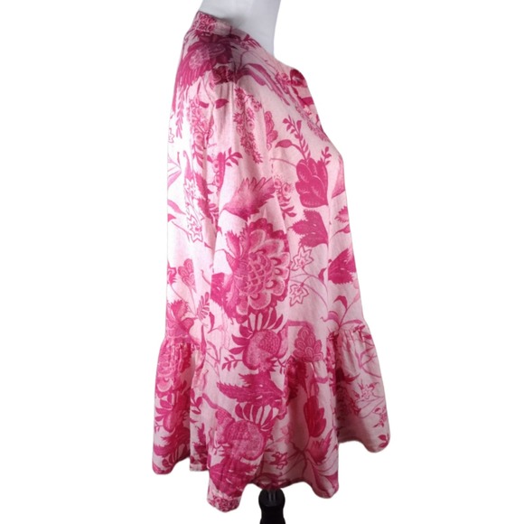 💸$10 Rosegarden Women's XL Floral Pink Peplum Style Button Up Blouse - Picture 4 of 4